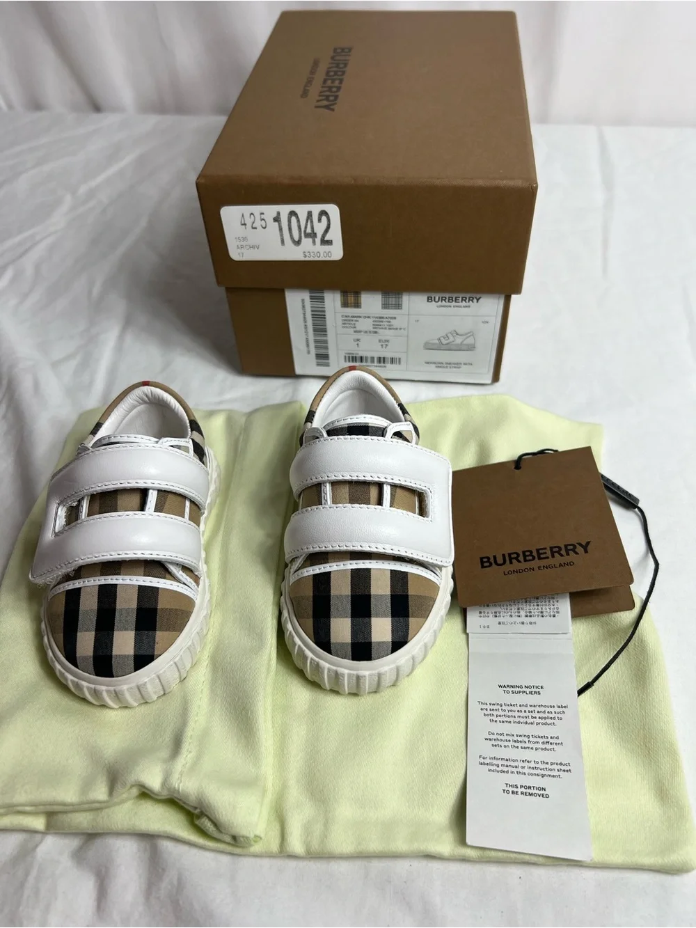 Burberry Newborn Sneaker w/Single Strap